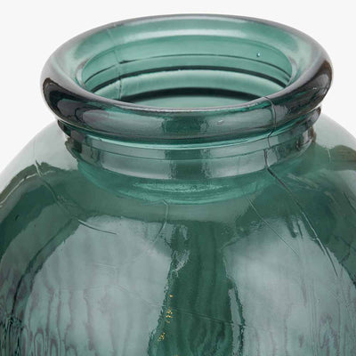 Sea Green Recycled Glass Ribbed Vase Tall