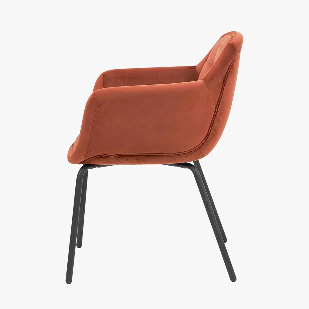 Alba-Cinnamon-Velvet-and-Black-Metal-Carver-Dining-Chair-3