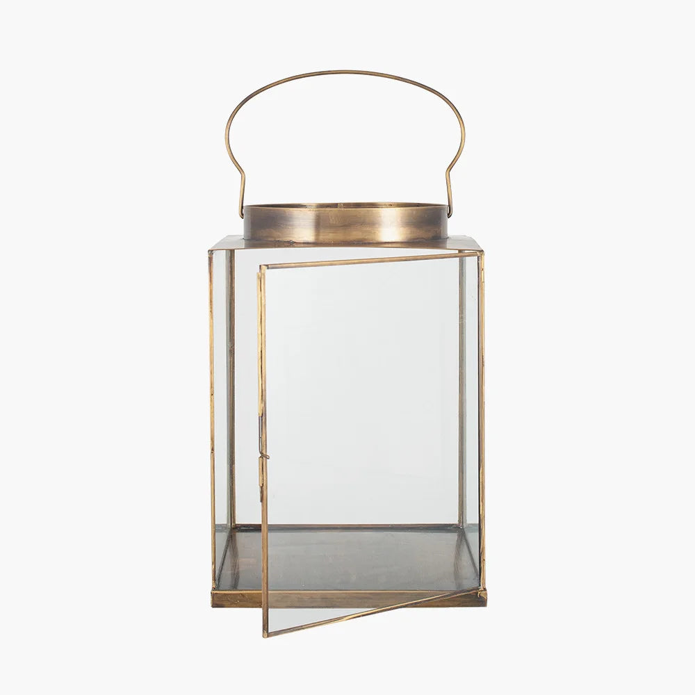 Antique-Brass-Metal-and-Glass-Square-Lantern-Small-4