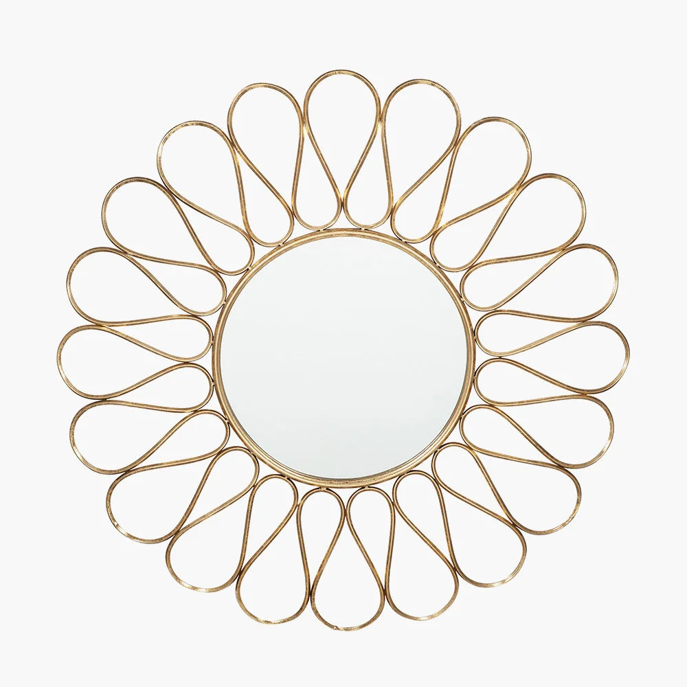 Antique-Gold-Metal-Petal-Design-Round-Wall-Mirror-3