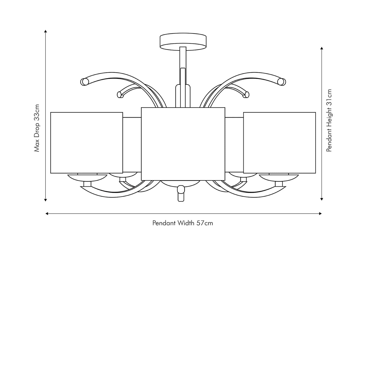 Arcadia-Silver-Metal-Curved-5-Arm-Semi-Flush-Pendant-Dimensions