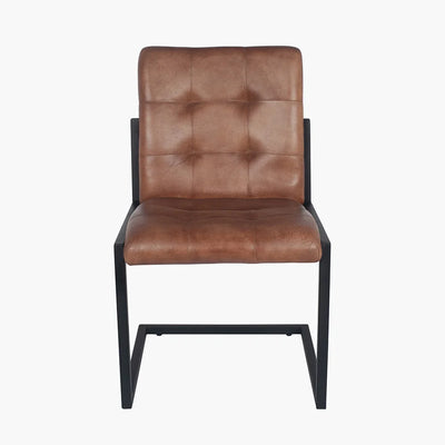 Arlo-Vintage-Brown-Leather-and-Black-Metal-Stitched-Back-Chair-2