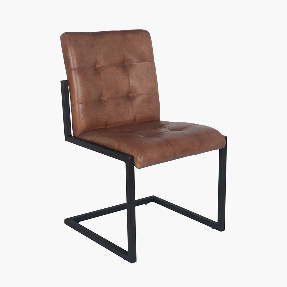 Arlo-Vintage-Brown-Leather-and-Black-Metal-Stitched-Back-Chair-3