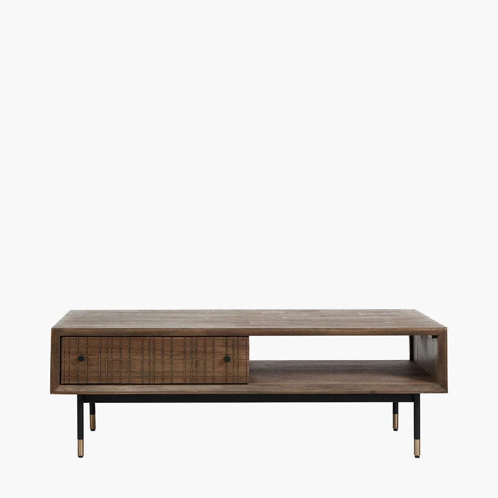 Arte-Dark-Brown-Acacia-Wood-and-Black-Metal-2-Drawer-Coffee-Table_6