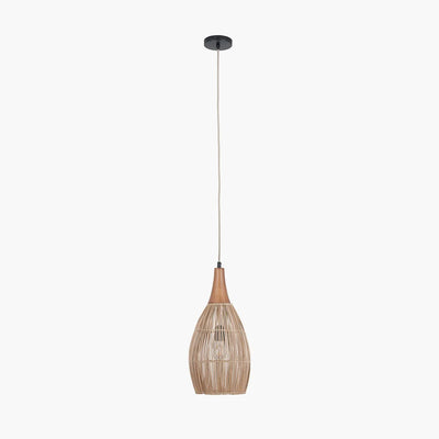 Ata-Bamboo-Effect-and-Wood-Tall-Dome-Pendant-5