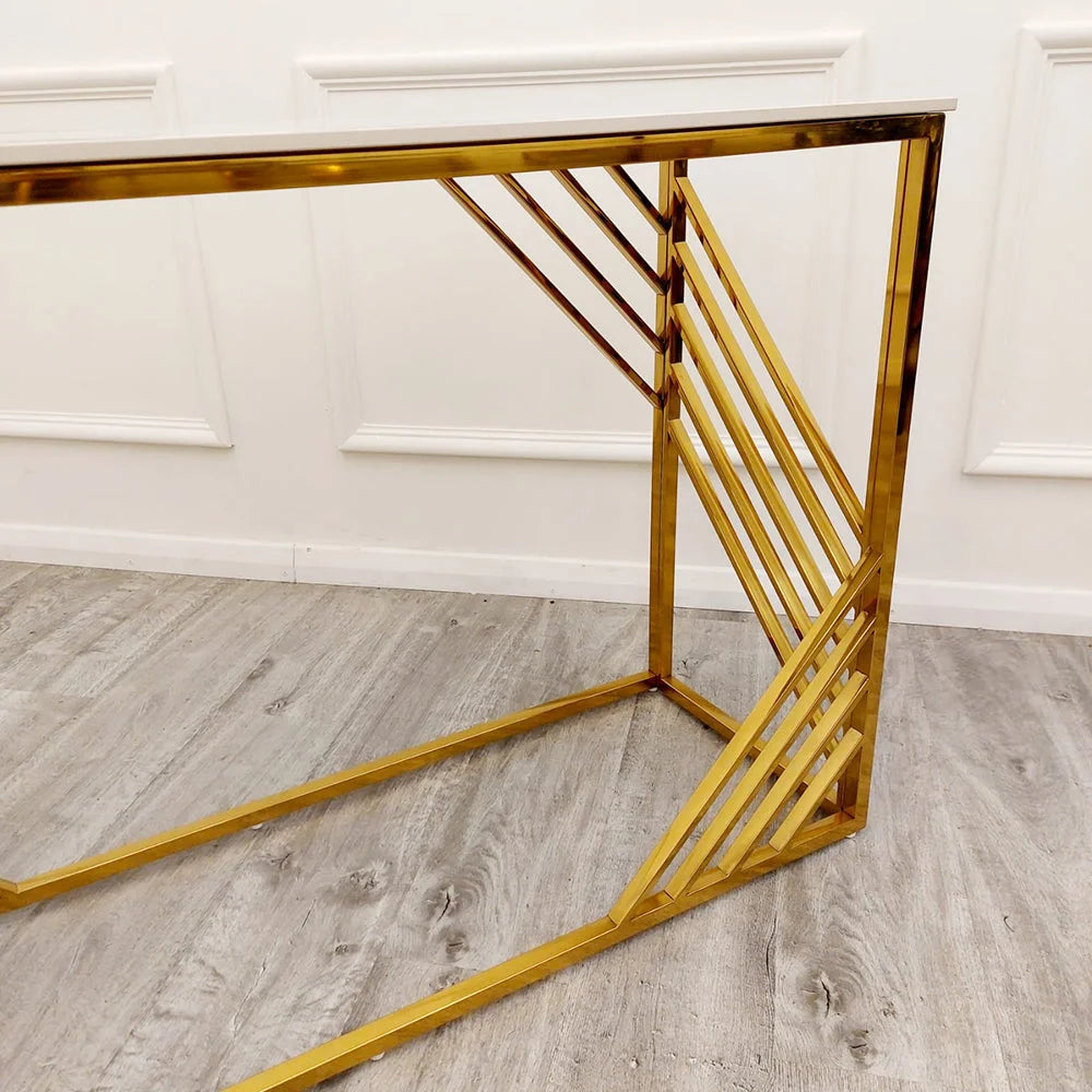 Azure-Gold-Console-Table-with-Polar-White-Sintered-Top-2