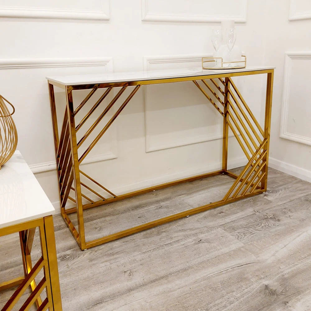 Azure-Gold-Console-Table-with-Polar-White-Sintered-Top