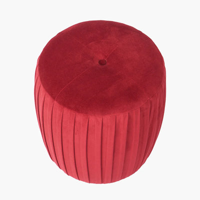 Bibbiana-Red-Velvet-Pleated-Stool-4