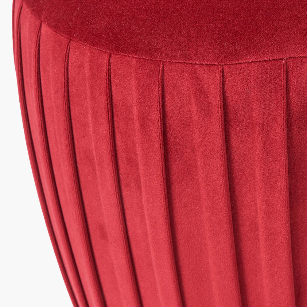 Bibbiana-Red-Velvet-Pleated-Stool-5