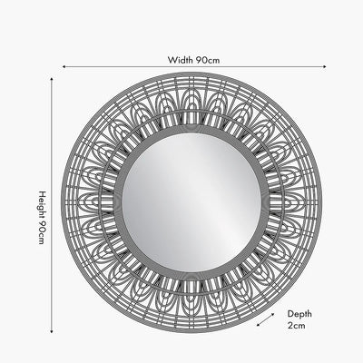 Black-Bamboo-Frame-Round-Wall-Mirror-Dimensions