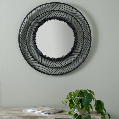 Black-Bamboo-Frame-Round-Wall-Mirror-Small