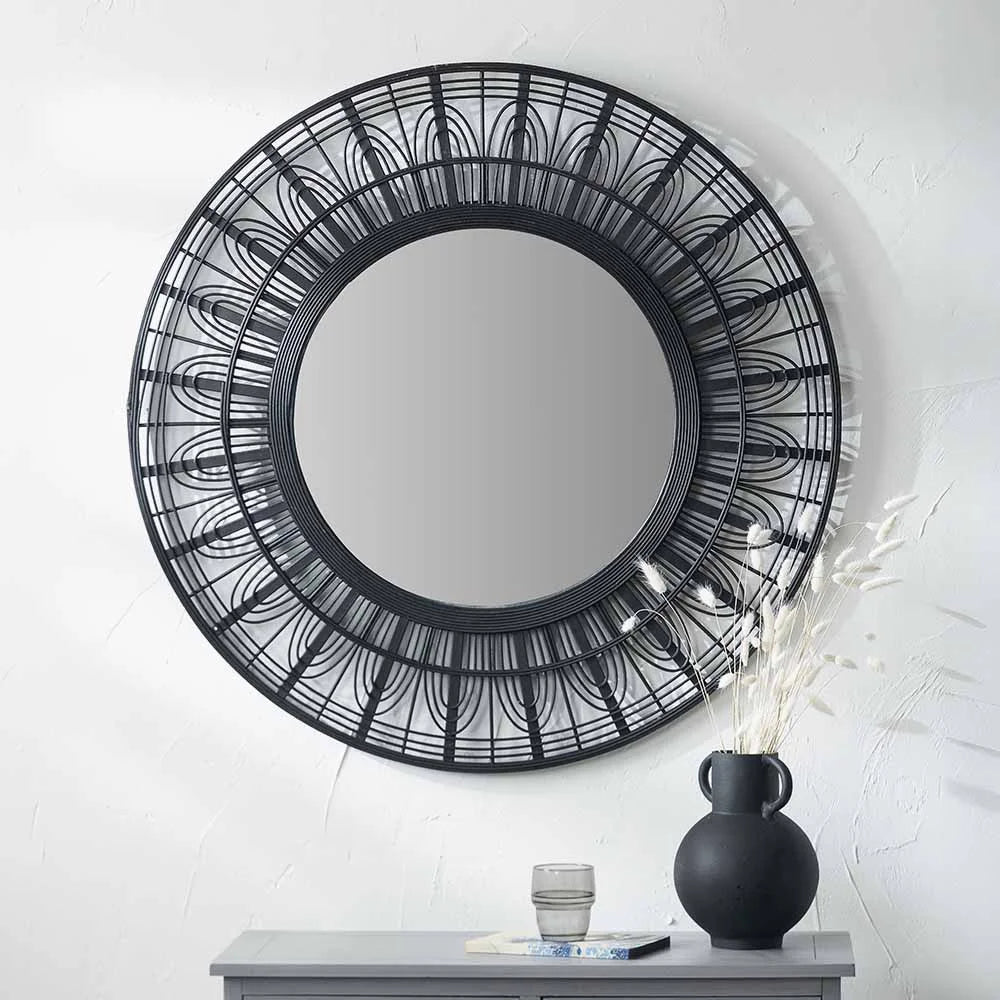 Black-Bamboo-Frame-Round-Wall-Mirror