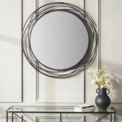 Black-Metal-Swirl-Round-Wall-Mirror