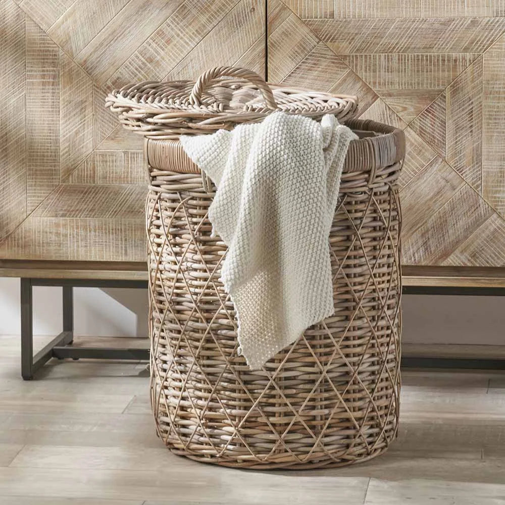 Brown-Rattan-Round-Linen-Basket