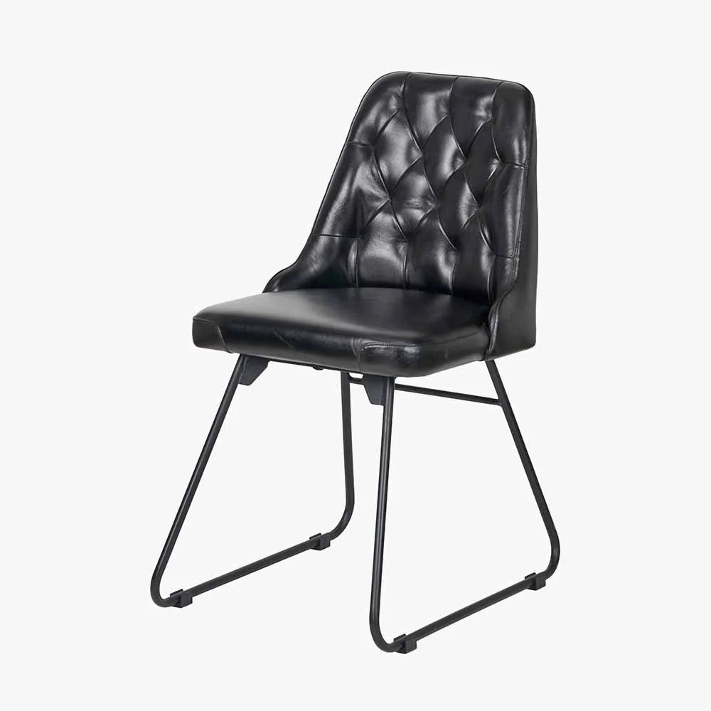 Camillo-Ash-Black-Leather-and-Black-Metal-Diamond-Back-Dining-Chair-4