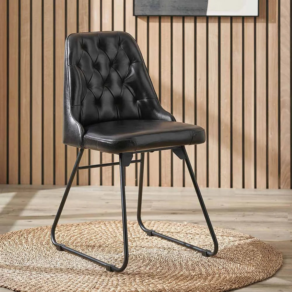 Camillo-Ash-Black-Leather-and-Black-Metal-Diamond-Back-Dining-Chair