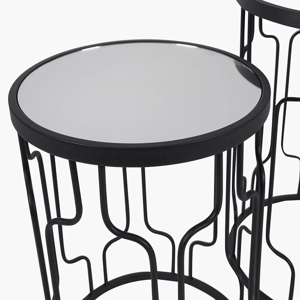 Caprisse-Set-of-2-Mirrored-Glass-and-Graphite-Metal-Side-Tables_6