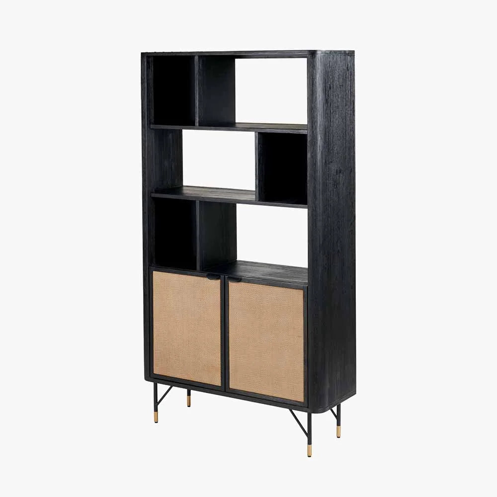 Fiji-Black-Acacia-Wood-and-Natural-Rattan-2-Door-6-Niche-Shelf-Unit_12