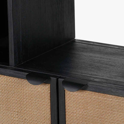 Fiji-Black-Acacia-Wood-and-Natural-Rattan-2-Door-6-Niche-Shelf-Unit_3