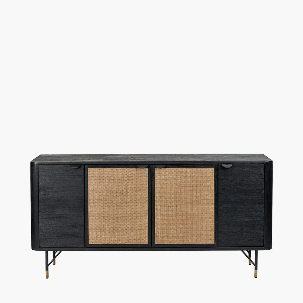 Fiji-Black-Acacia-Wood-and-Natural-Rattan-4-Door-Sideboard_10