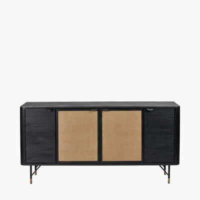 Fiji-Black-Acacia-Wood-and-Natural-Rattan-4-Door-Sideboard_10