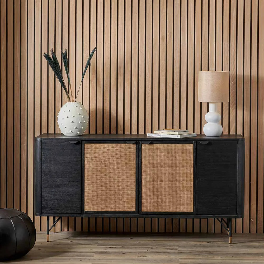 Fiji-Black-Acacia-Wood-and-Natural-Rattan-4-Door-Sideboard_1