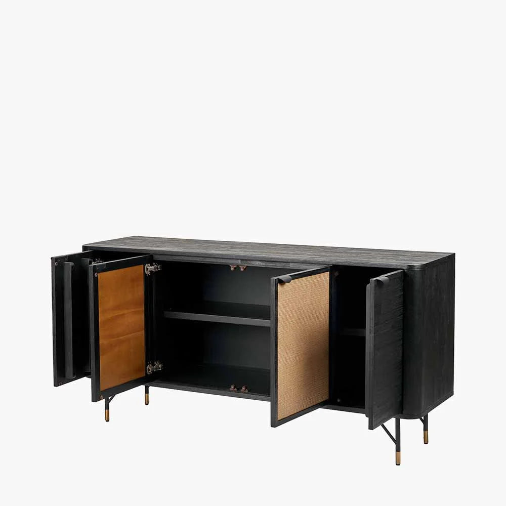 Fiji-Black-Acacia-Wood-and-Natural-Rattan-4-Door-Sideboard_8