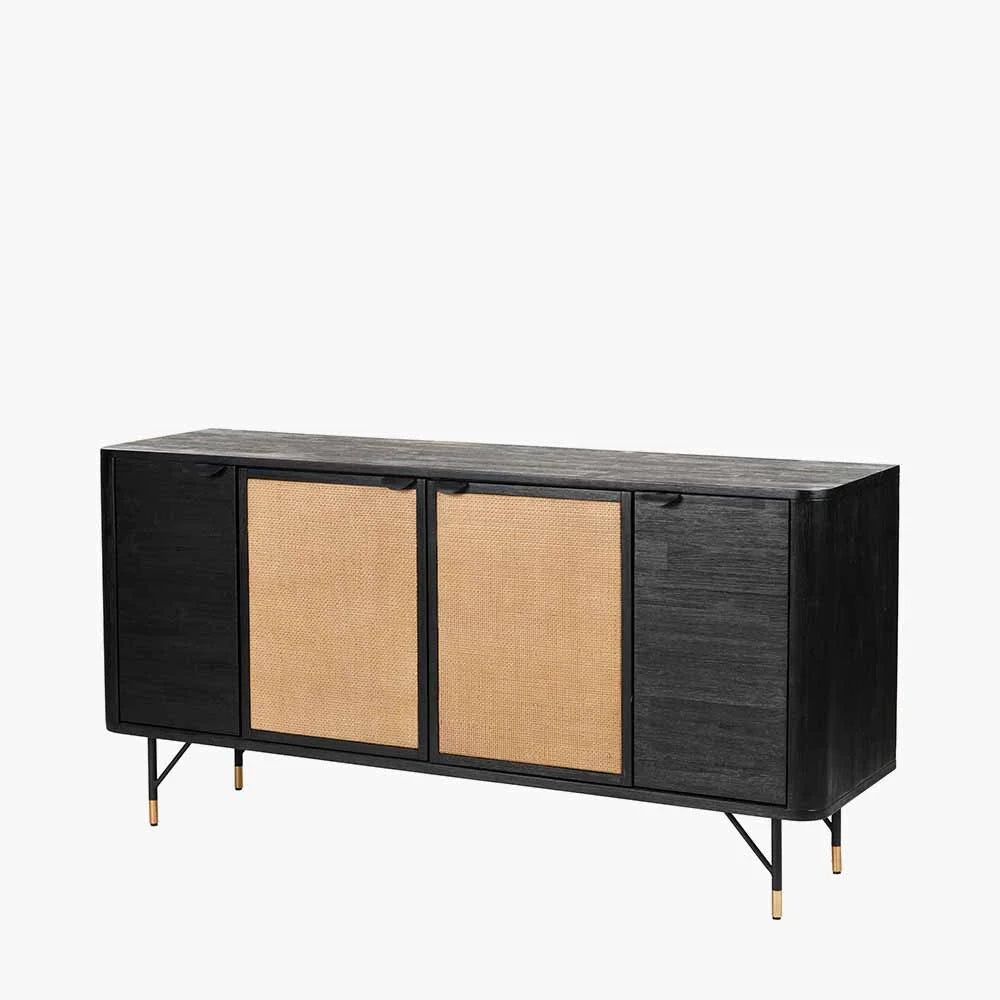 Fiji-Black-Acacia-Wood-and-Natural-Rattan-4-Door-Sideboard_9