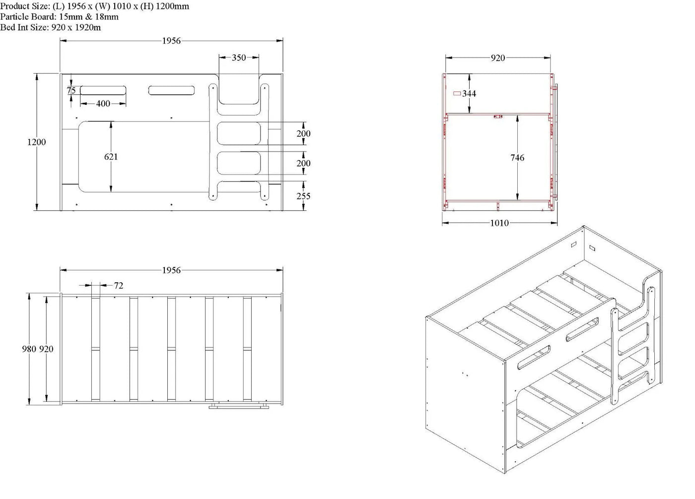 Flair-Astronaut-Pod-Bunk-Bed-White-Drawing