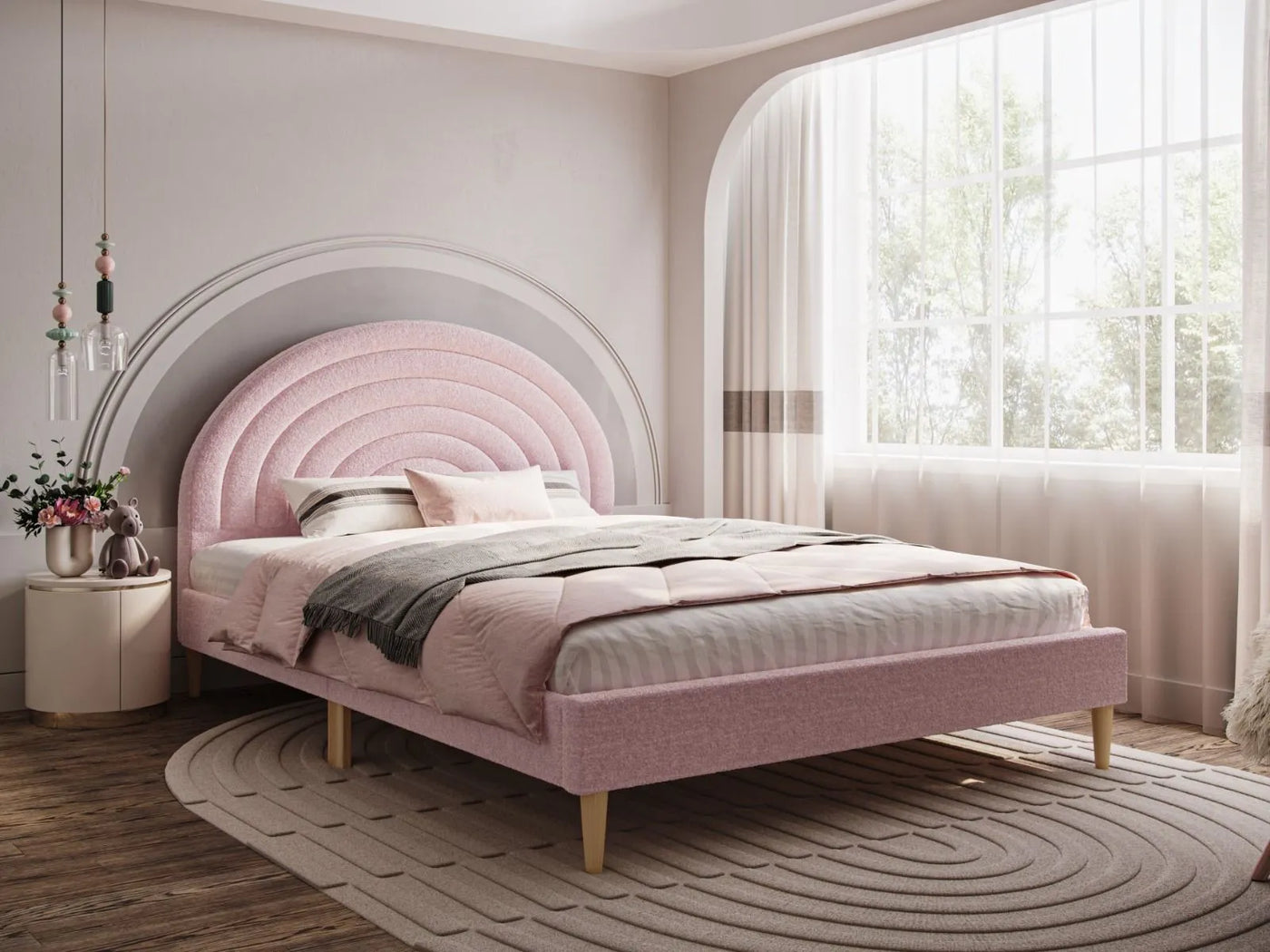 Flair-Ava-Boucle-Double-Bed-main-view-double-pink