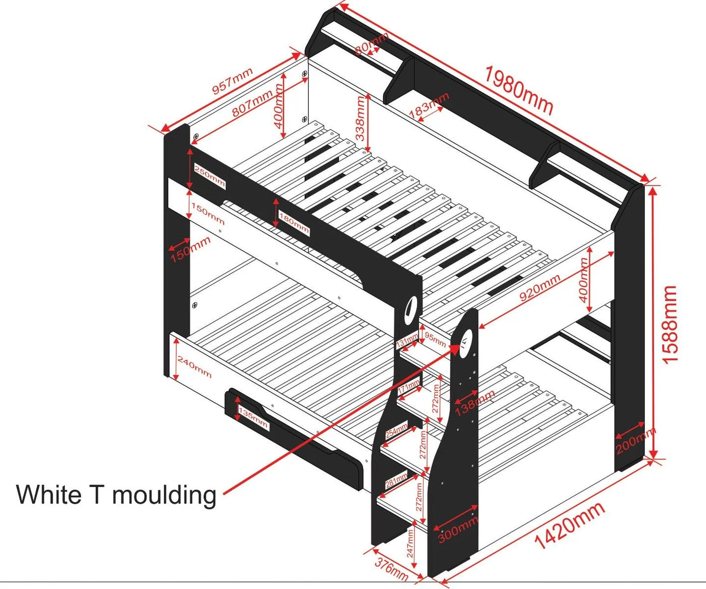 Flair-Flick-Bunk-Bed-Grey-with-Shelves-and-Drawer-Dimensions-2