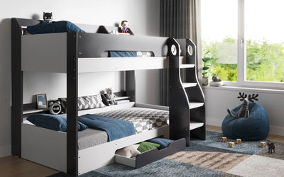 Flair-Flick-Bunk-Bed-Grey-with-Shelves-and-Drawer