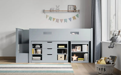 Flair-Grey-Charlie-Mid-Sleeper-Cabin-Bed-Set-Front-View