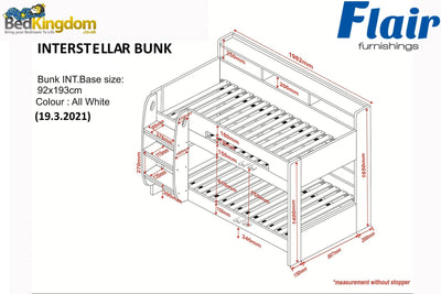 Flair-Interstellar-Bunk-Bed-White-with-Optional-Trundle-Dimensions