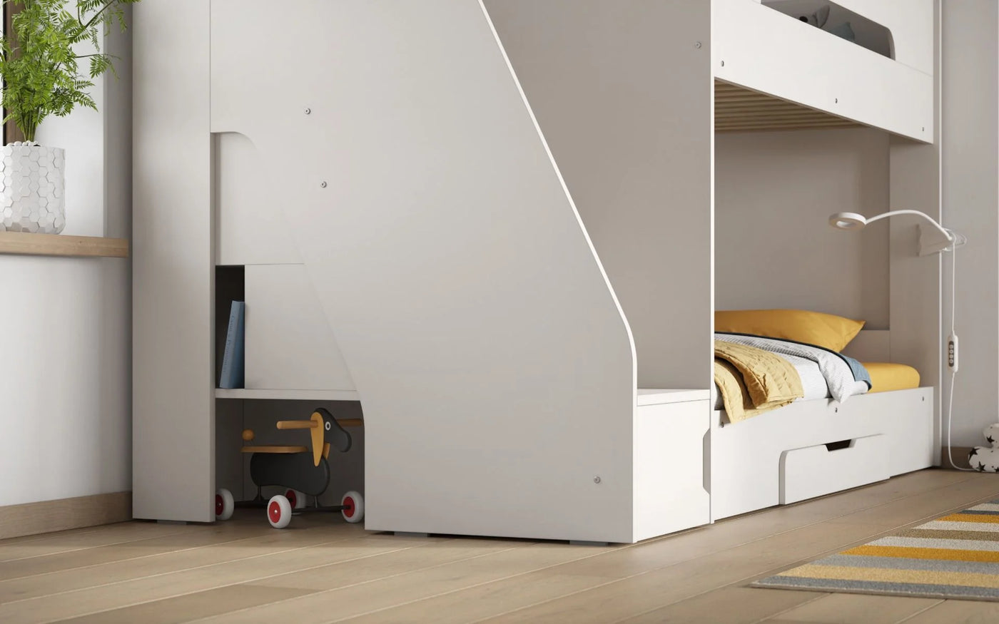 Flair-Slick-Staircase-Bunk-Bed-White-Bottom-View