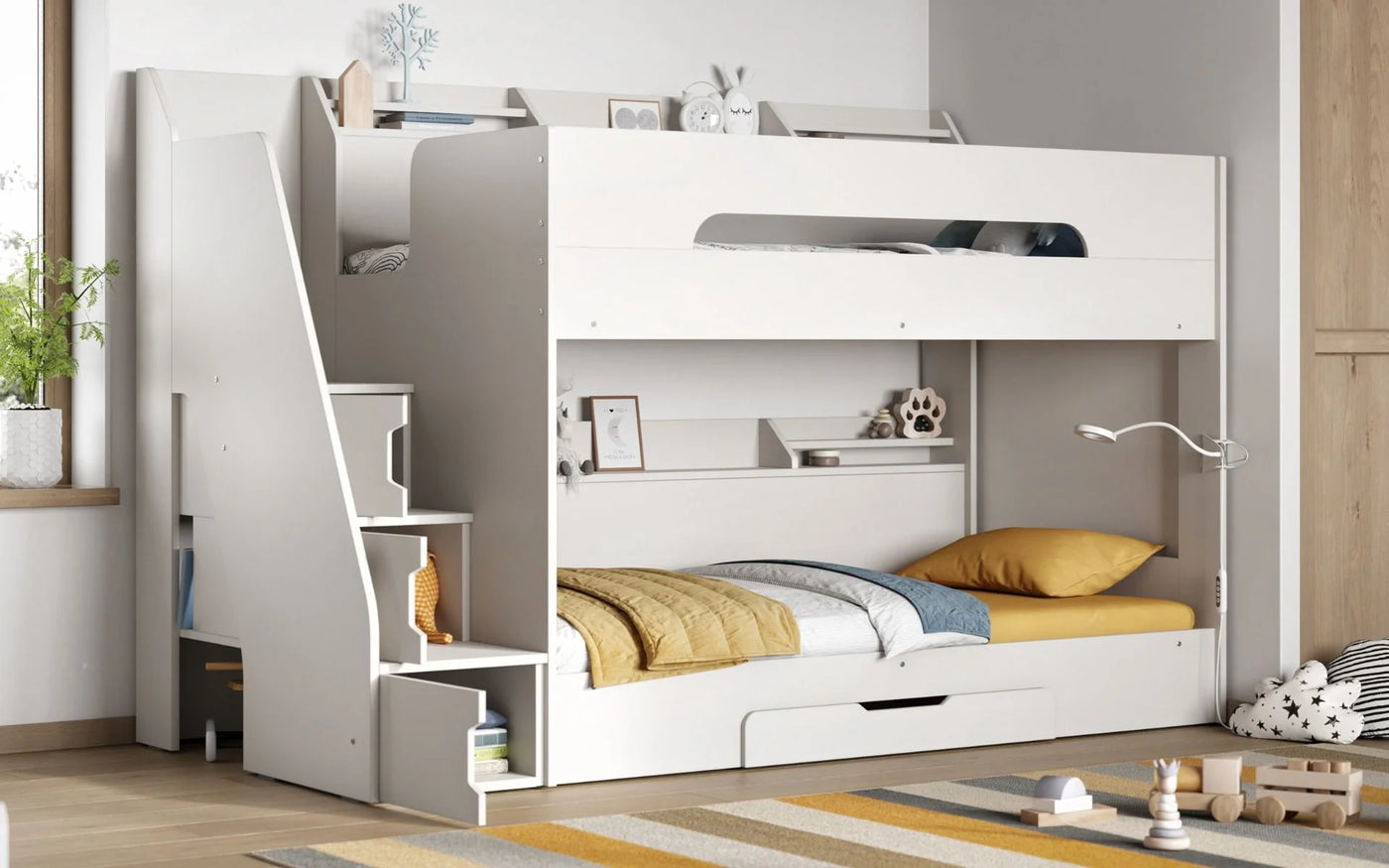 Flair-Slick-Staircase-Bunk-Bed-White-Front-View-2