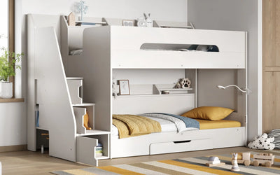 Flair-Slick-Staircase-Bunk-Bed-White-Front-View-2