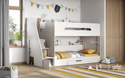 Flair-Slick-Staircase-Bunk-Bed-White-Front-View