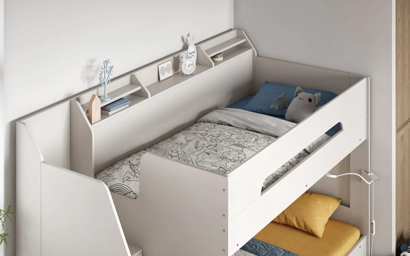 Flair-Slick-Staircase-Bunk-Bed-White-Top-View