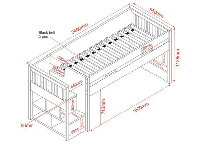 Flair-White-Charlie-Staircase-MidSleeper-CabinBed-Dimensions-2