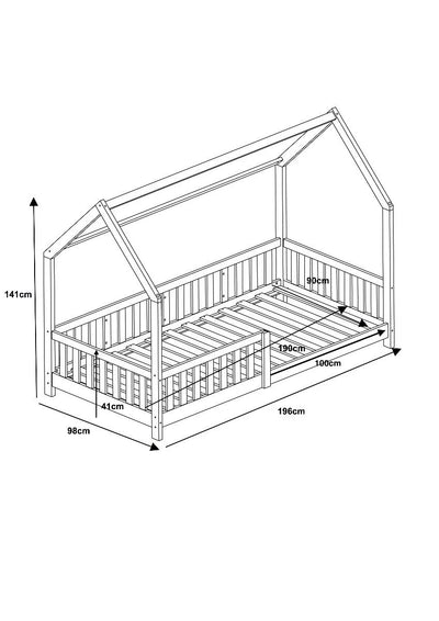 Flair-White-Wooden-Explorer-Playhouse-Bed-With-Rails-Dimensions