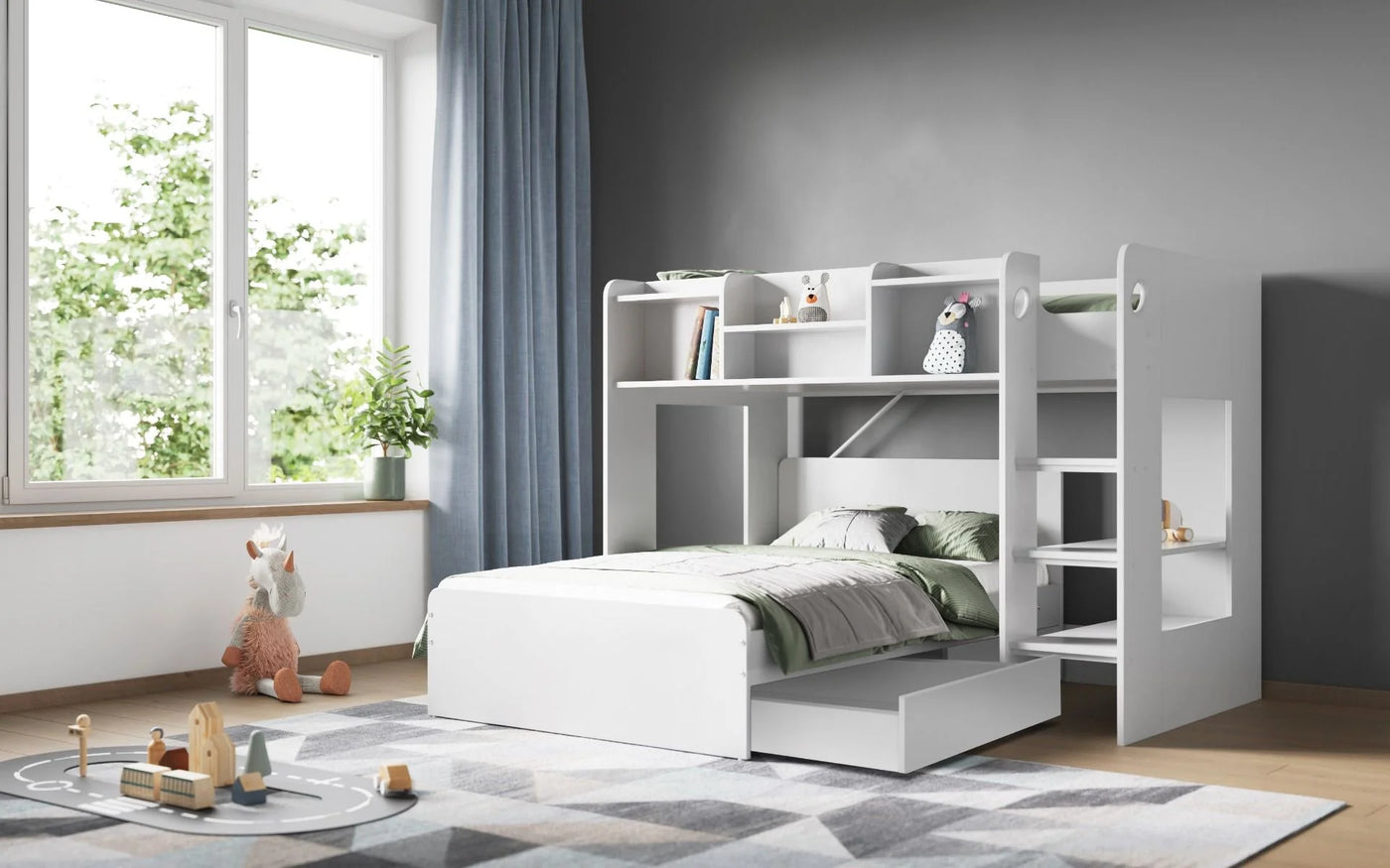 Flair-Wizard-L-Shaped-Triple-Bunk-Bed-in-White-2