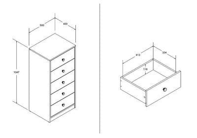 Flair-Wizard-White-Chest-of-Drawers-Dimensions