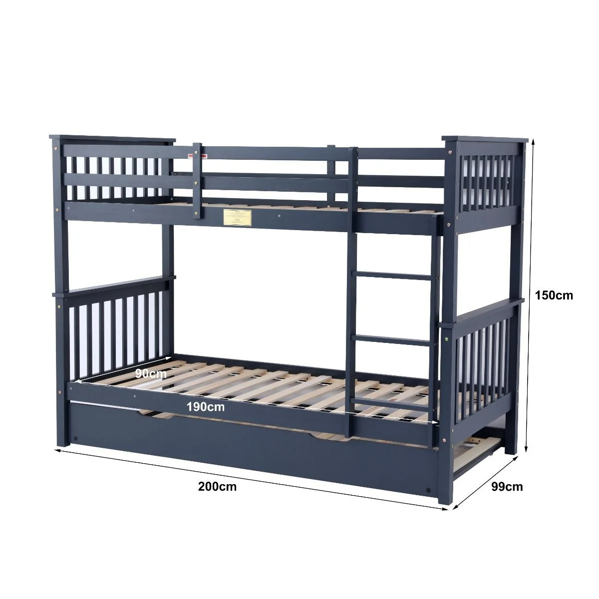 Flair-Wooden-Zoom-Detachable-Bunk-Bed-with-Trundle-Grey-2