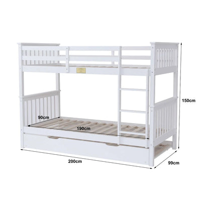 Flair-Wooden-Zoom-Detachable-Bunk-Bed-with-Trundle-White-Dimensions