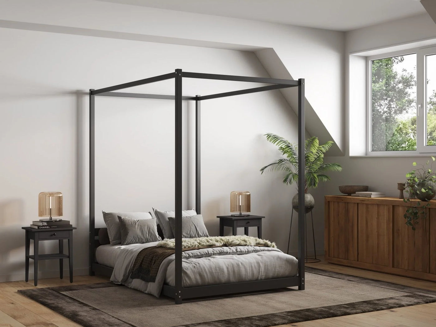 Flair-Zara-Four-Poster-Bed-Frame-Double-Bold-Black