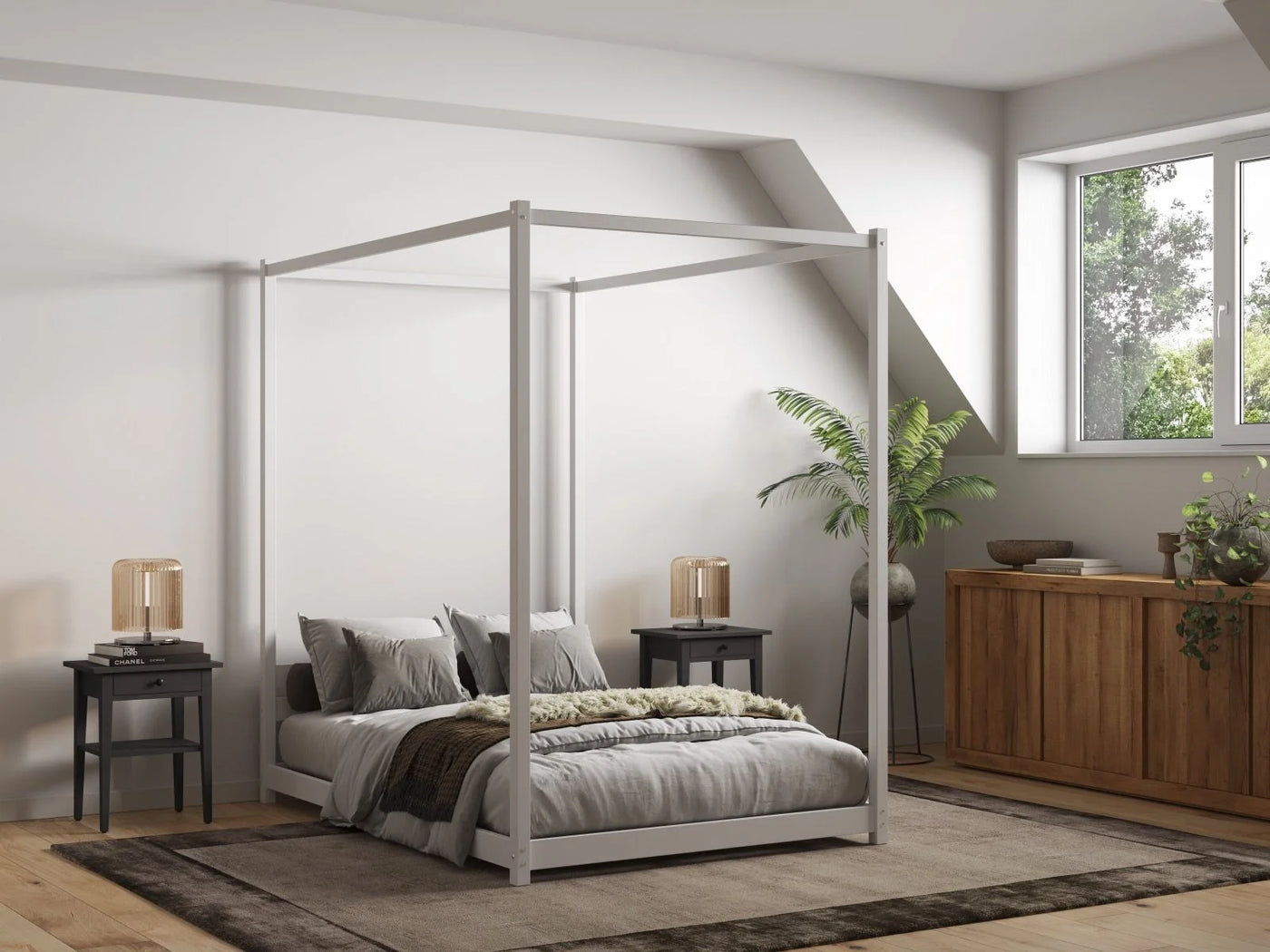 Flair-Zara-Four-Poster-Bed-Frame-Double-Fresh-White