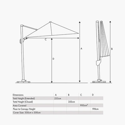 Glow-Challenger-T2-3m-Square-Anthracite-Free-Arm-Parasol_2