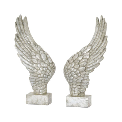 Hill Interiors Large Freestanding Antique Silver Angel Wings Ornament