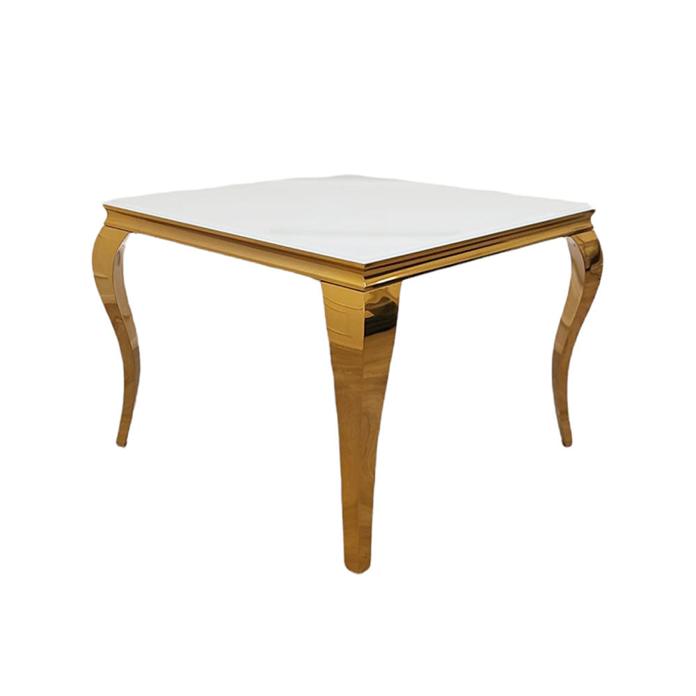 Louis Gold 1m Dining Table with White Glass